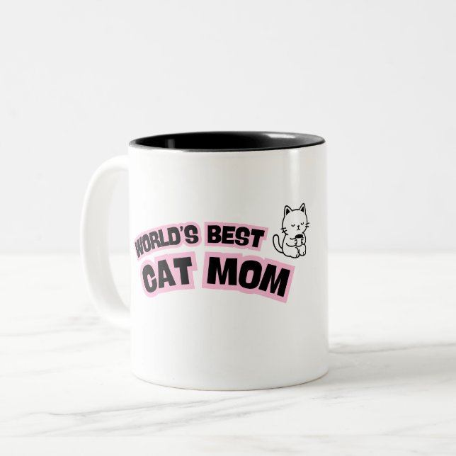 Taza Bicolor Mamá Gata Mejor del Mundo  (Anverso izquierdo)