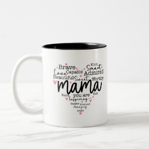 Taza Bicolor Mama Gift Mom Script Inspiration Hearts