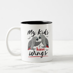 Taza Bicolor Mamá gris africana papá mis hijos tienen alas
