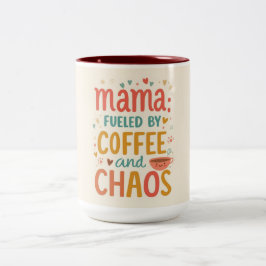 Taza Bicolor Mamá Impulsada Por Café Y Caos Divertido Día de la