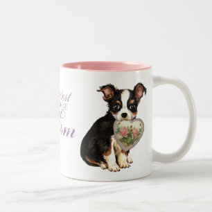 Taza Bicolor Mamá larga del corazón de la chihuahua de la cap
