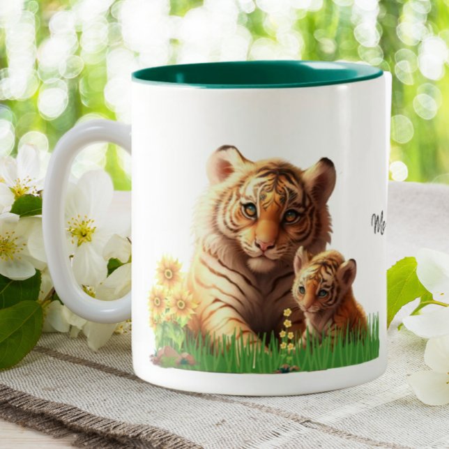 Taza Bicolor Mamá linda y el tigre bebé personalizados (Subido por el creador)