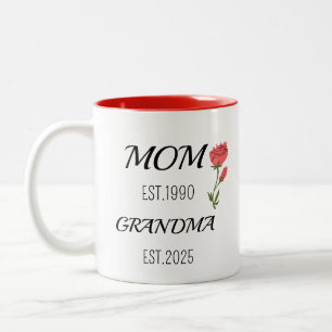 Taza Bicolor Mamá Luego Abuela Tipografía Diseño Familiar