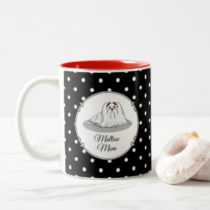 Taza Bicolor Mamá maltesa - Personalizado de mamá de raza de pe