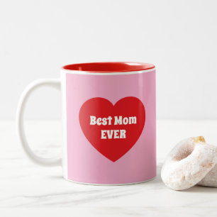 Taza Bicolor Mamá más linda de todas Corazón Rojo Rosa Simple