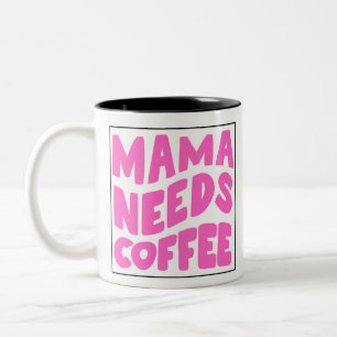 Taza Bicolor Mamá minimalista necesita café Typography Mug