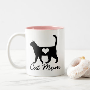 Taza Bicolor Mamá moderna del gato de la silueta del gato