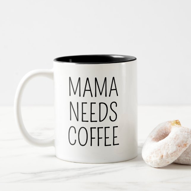 Taza Bicolor Mamá necesita café (Con donut)