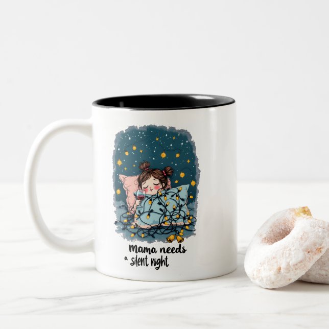 Taza Bicolor Mamá necesita una noche silenciosa (Con donut)