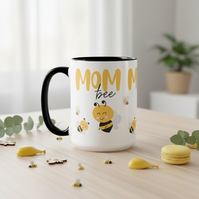 Taza Bicolor Mamá Para Ser Bebé (Mom To Be Baby Bee Two-Tone Coffee Mug)