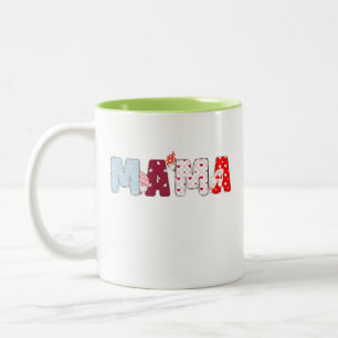 Taza Bicolor Mama Patchwork Mug - Cute Colorful Heart Design