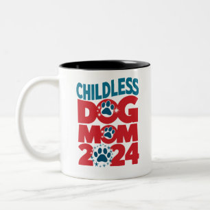Taza Bicolor Mamá Perra Sin Hijos Señora Perra Votando Perro Pa