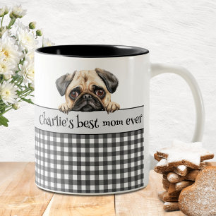 Taza Bicolor Mamá Perro Acuarela Pug Personalizado