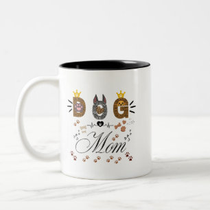 Taza Bicolor Mamá Perro Estampado Leopardo Diseño de Pata/Leopa