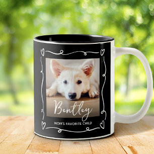 Taza Bicolor Mamá Perro Hija Favorita Foto Corazones Garabatos 