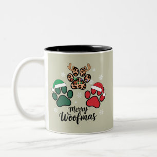 Taza Bicolor Mamá Perro Navidad Feliz Woofmas Amante Perros Xma