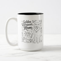 Mamá Perro Retriever Dorado Amante del Perro Arte 