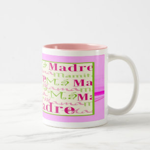 Taza Bicolor Mamá/taza rosada y verde del Dos-Tono de Mamacita