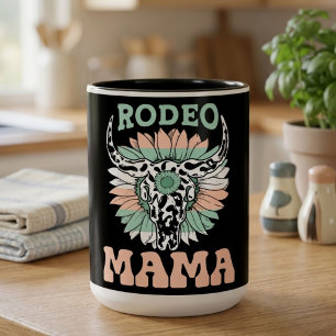 Taza Bicolor Mamá Vaquera de Rodeo Día de la Madre Occidental