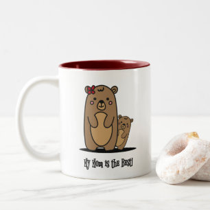 Taza Bicolor Mamá y el oso bebé  Mejor tazón de café de dos ton