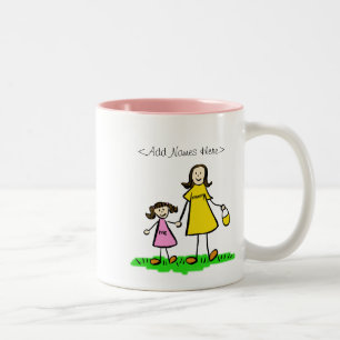 Taza Bicolor Mamá y yo Niña (Brunette - Nombres personalizado