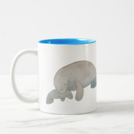 Taza Bicolor Mamífero marino Madre Madre bebé Manatee
