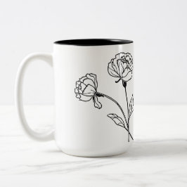 Taza Bicolor Mamita floral minimalista con corazón