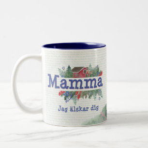Taza Bicolor Mamma Jag älskar sueca cavar café de dos tonos