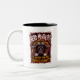 Taza Bicolor Manada de Búfalo de Cabo Sarcástico Divertido