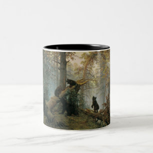 Taza Bicolor Mañana en un bosque de pinos (Osos en el bosque)