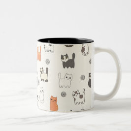 Taza Bicolor "Mañanas Meow-gicas" – Patrón continuo de gatitos 