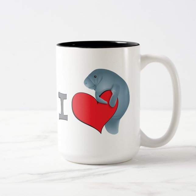 Taza Bicolor Manatees del corazón I (Derecha)