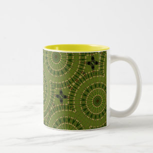 Taza Bicolor Mandala de la rueda verde / Grünes Rad Mandala