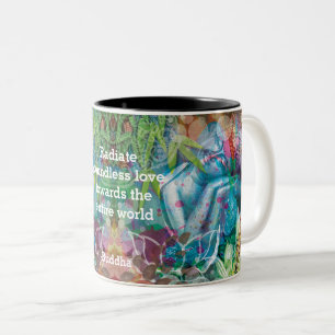 Taza Bicolor Mandalá de Loto de Buda con Cita Personalizada en