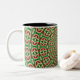 Taza Bicolor Mandala de Navidad de dos tonos verde y rojo y bla