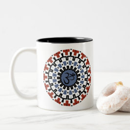 Taza Bicolor Mandala espiritual Yoga Om Azul Rust Kaleidoscope