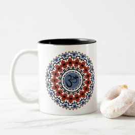 Taza Bicolor Mandala espiritual Yoga Om Rust Blue Kaleidoscope