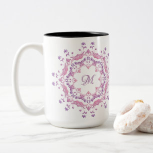 Taza Bicolor Mandala floral étnica. Monograma