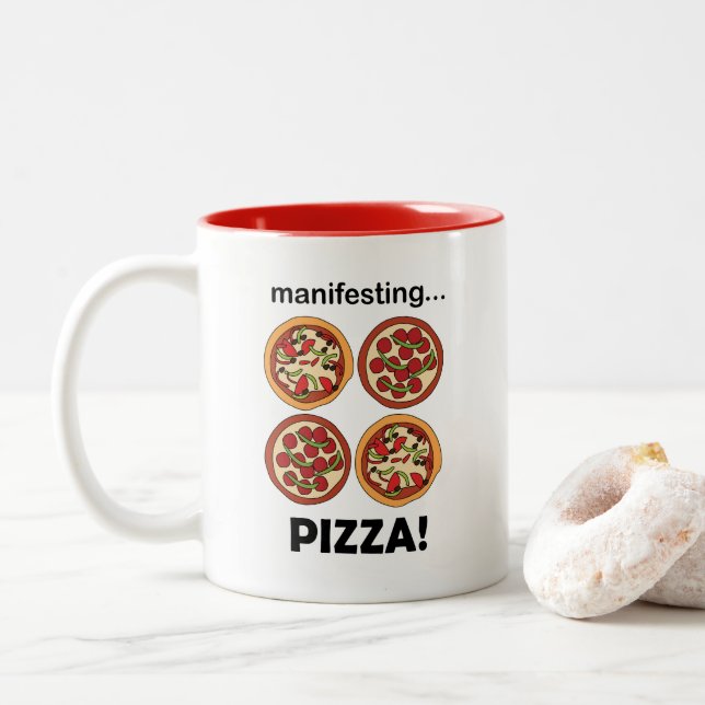 Taza Bicolor Manifesting Pepperoni Pizza  (Con donut)