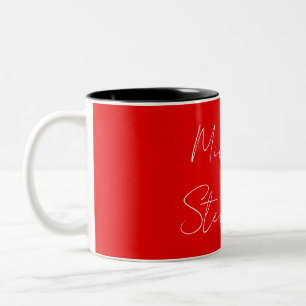 Taza Bicolor Mano roja blanca escrita Minimalista tu nombre