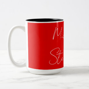 Taza Bicolor Mano roja blanca escrita Minimalista tu nombre