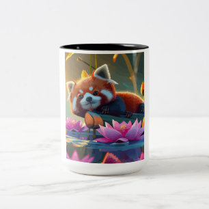 Taza Bicolor Mano roja tendida en un estanque de loto