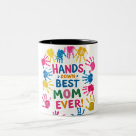 Taza Bicolor Manos abajo mejor mamá Mug