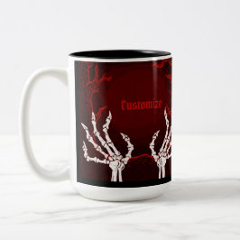 Taza Bicolor Manos del naranja Skeleton