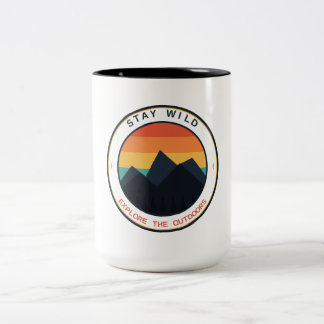 Taza Bicolor Mantén Fiera Explora El Aire Libre Retro Montaña S