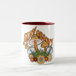 Taza Bicolor Mantén Groovy Retro Champiñón