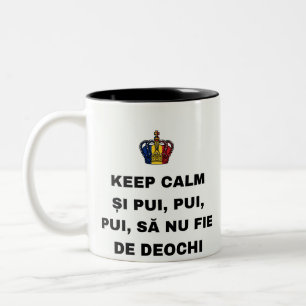 TAZA BICOLOR MANTÉN LA CALMA ȘI POLLO, POLLO, POLLO, PARA QUE N