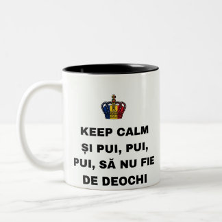TAZA BICOLOR MANTÉN LA CALMA ȘI POLLO, POLLO, POLLO, PARA QUE N