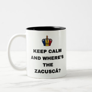 TAZA BICOLOR MANTÉN LA CALMA Y ¿DÓNDE ESTÁ LA ZACUSCĂ?