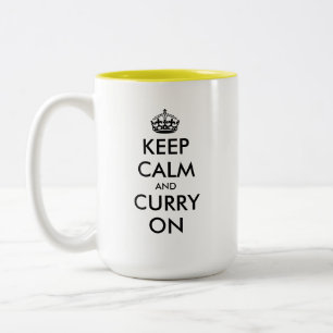 Taza Bicolor Mantén la calma y sigue con el curry divertida coc